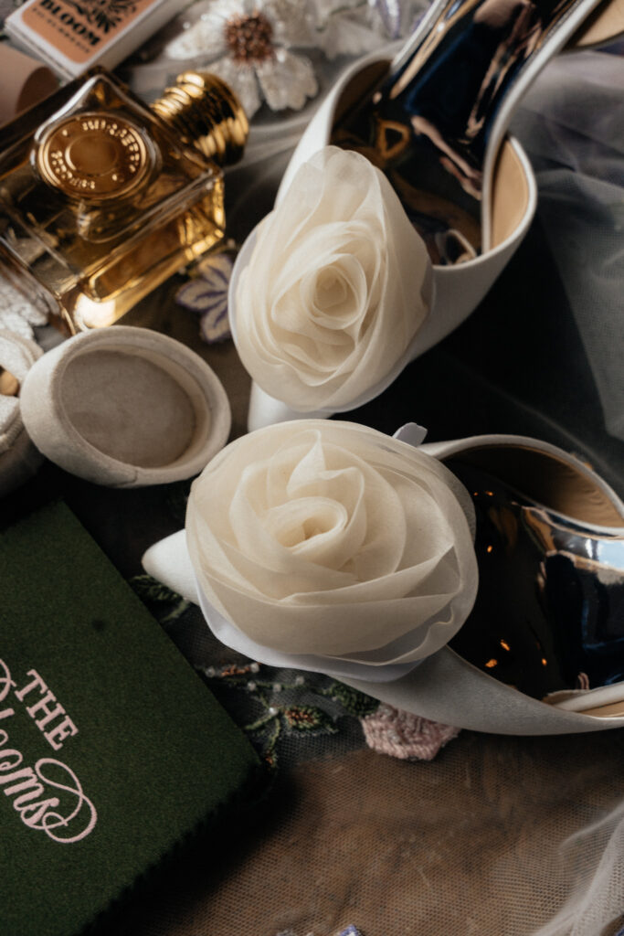 wedding flat lays with flowers