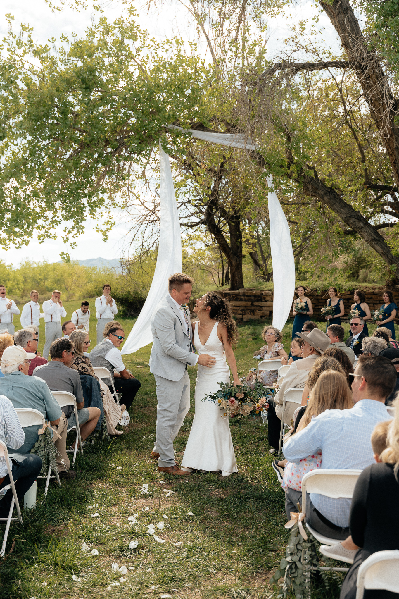 Colorado wedding photographer, ceremony kiss