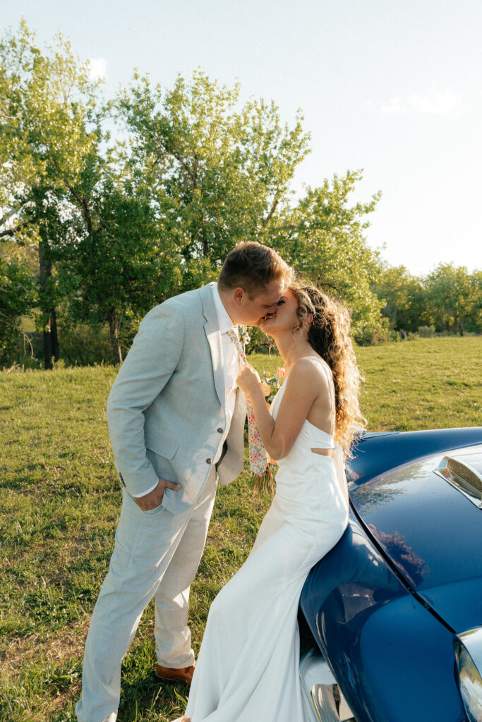 classic cars at summer wedding