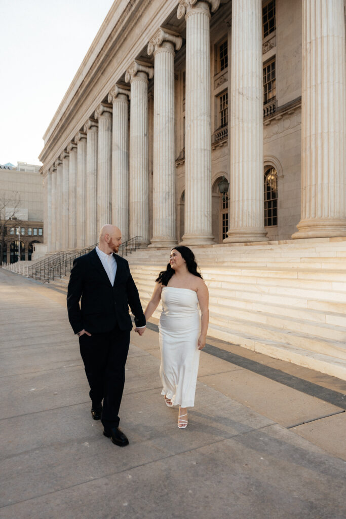playful city elopement at a courthouse